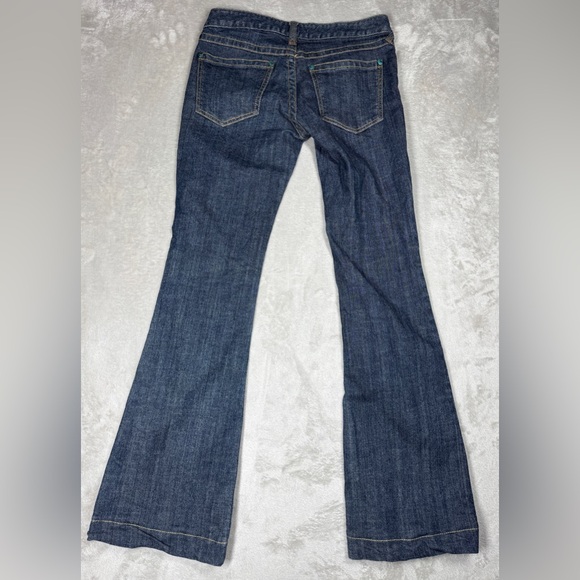 Vintage Y2K Free People Low Rise Zip Fly Flare Dark Blue Wash Blue Jeans Size 25 - Picture 10 of 15